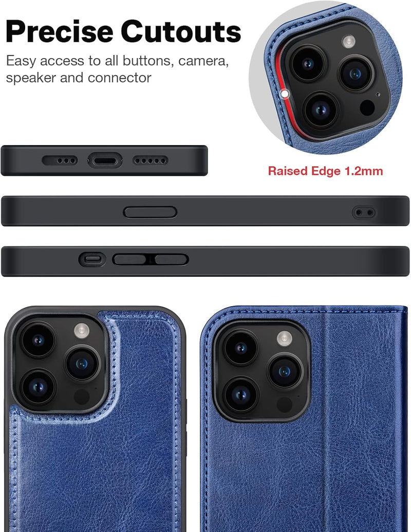 OCASE Hülle iPhone 14 Pro [Abnehmbare magnetische Hülle] [Kabelloses Laden] [Displayschutz] [Kartenf