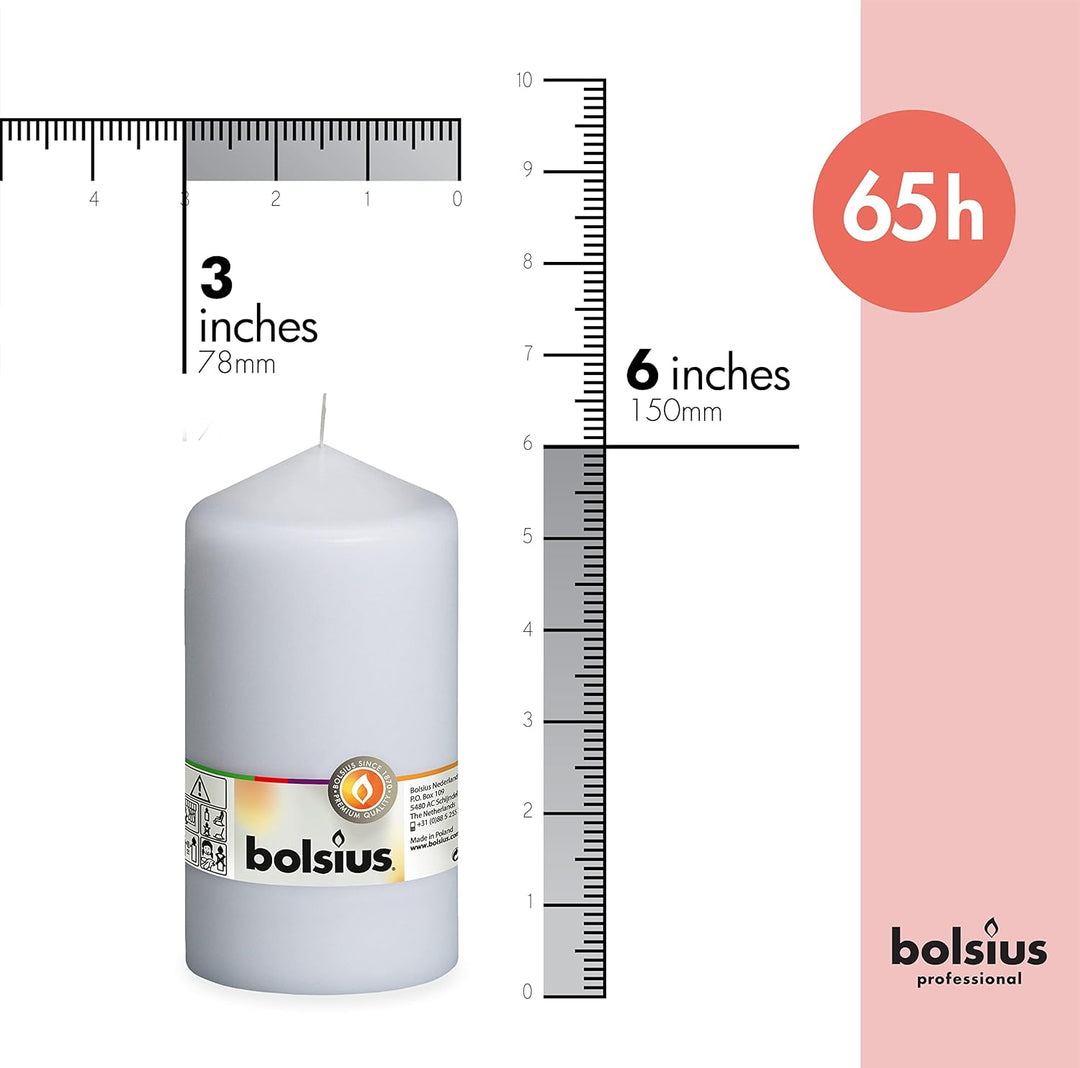 Bolsius Glatte Stumpenkerzen - Weiss - 8 Stück - 15 x 8 cm - Dekorative Haushaltkerzen - Länge Brenn