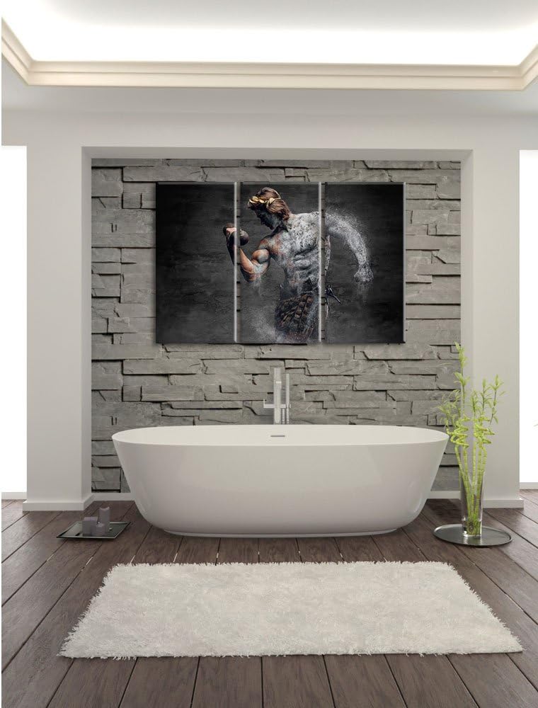 Pixxprint antiker männlicher Sportler als Leinwandbild | Grösse: 3 Teilig (120x80) | Wandbild| Kunst