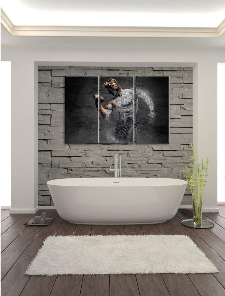 Pixxprint antiker männlicher Sportler als Leinwandbild | Grösse: 3 Teilig (120x80) | Wandbild| Kunst