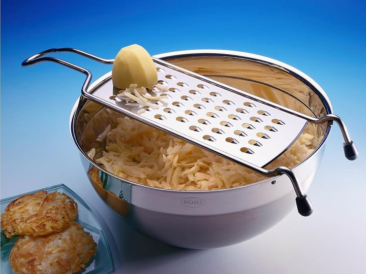 RÖSLE Grobreibe Classic, Hochwertige Reibe für Rohkost, Kartoffeln, Gemüse oder Käse, mit Drahtgriff