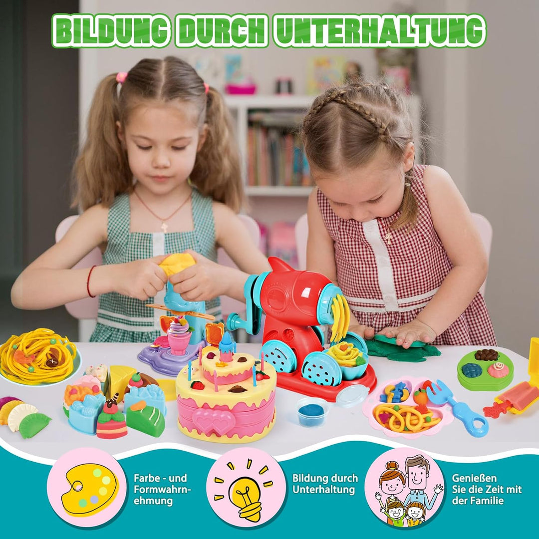 JONRRYIN Knete Set für Kinder, 102 Stück Knete Zubehör Knetwerkzeug mit 36 Modelliermasse, Kreatives