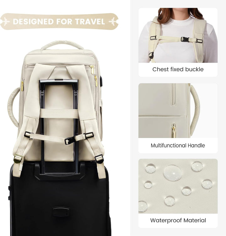 LOVEVOOK Handgepäck Rucksack Flugzeug, Reiserucksack Damen Herren, Travel Backpack mit Schuhfach, Er