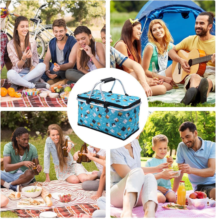 Grosser Picknickkorb, Korb für Picknick | 30L tragbarer Outdoor-Picknickkorb | Oxford-Stoff-Picknick