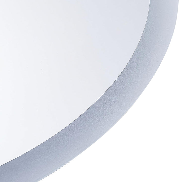 Beliani Badspiegel oval Silber 80 x 60 cm mit Antibeschlagsystem LED-Beleuchtung