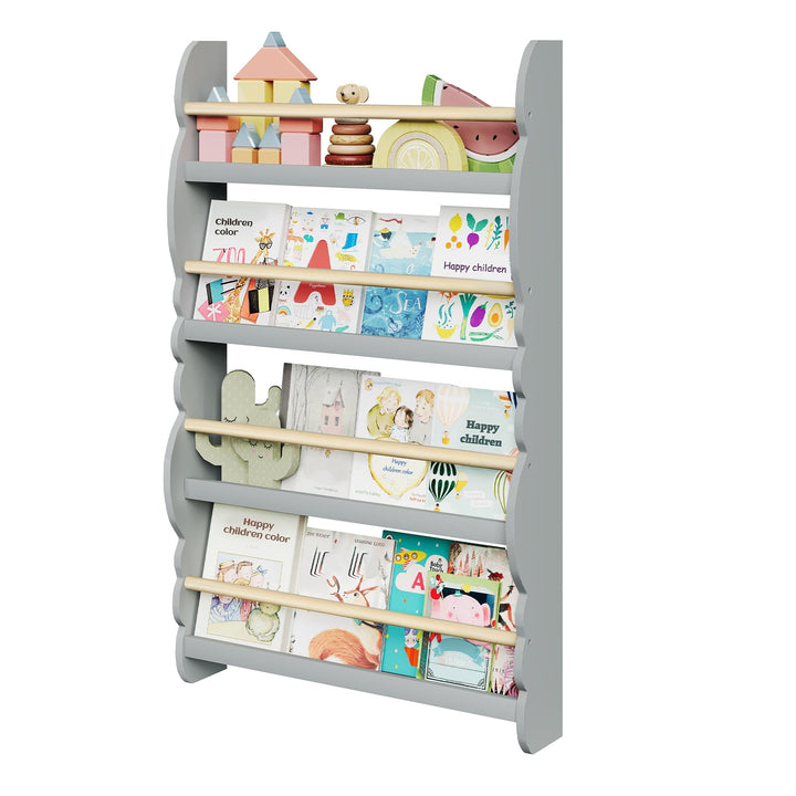 WOLTU Kinder Bücherregal Wand, Bücher-Organizer mit 4 Ablagen, Kinderregal für Buchaufbewahrung, Wan