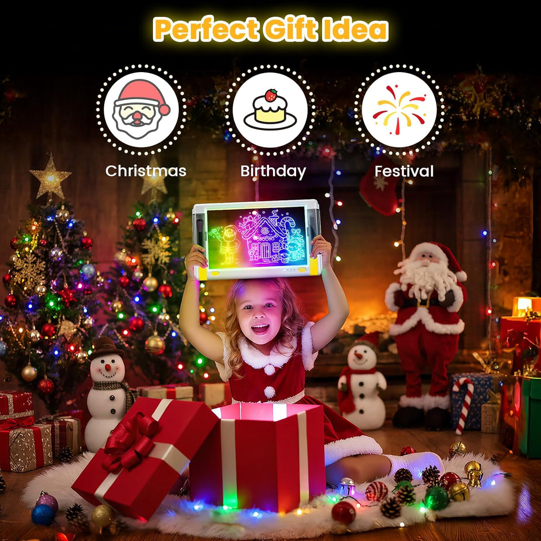 LED-Zeichentafel Wiederaufladbare,15 Zoll Zeichenbrett & Memoboard 9 Farben Lichteffekte Neon Kunst