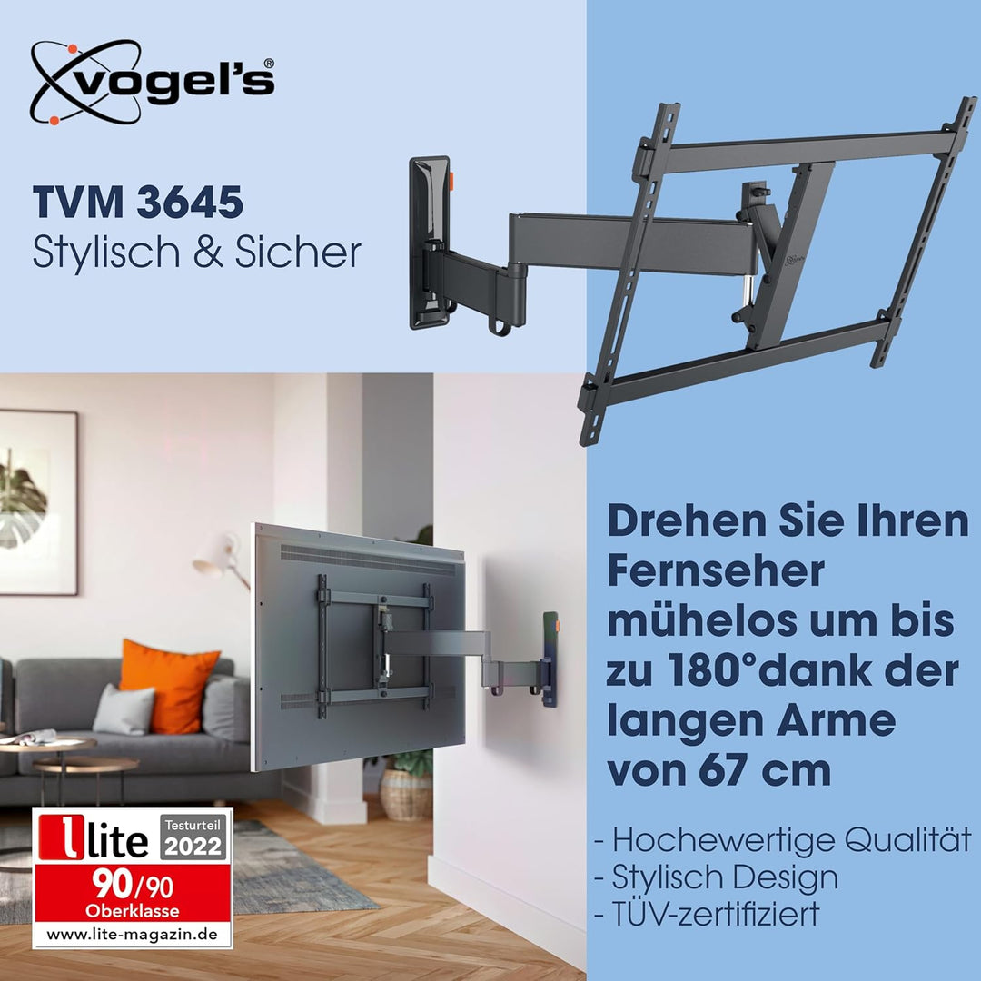Vogel's Comfort TVM 3645 Schwenkbare TV-Wandhalterung für 40-77 Zoll Fernseher, Max. 35 kg, Schwenkb