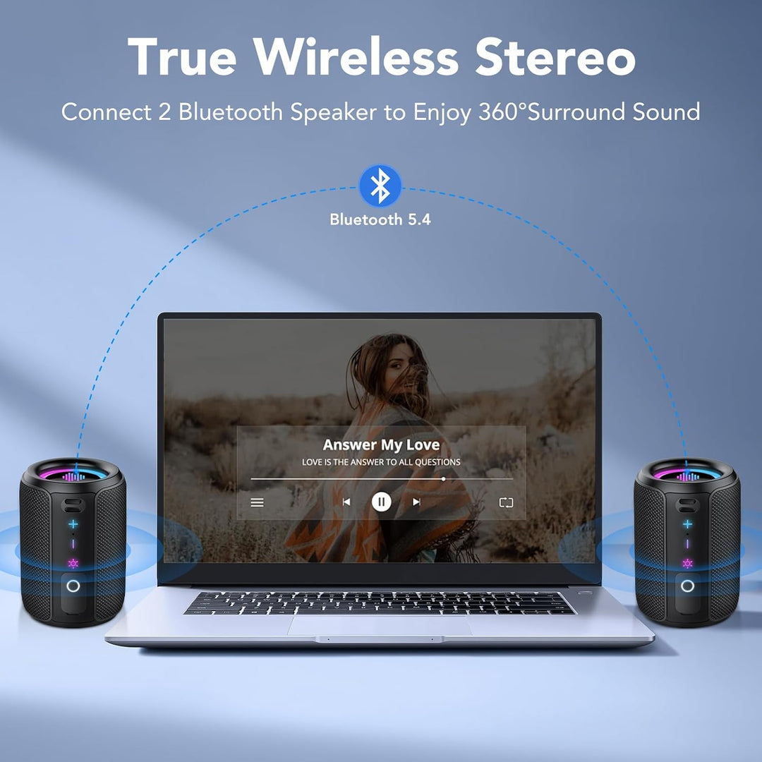 Bluetooth Lautsprecher, Kleine Musikbox Bluetooth 5.4, 15W Kraftvoller Bass, mit 12 Stunden Akkulauf