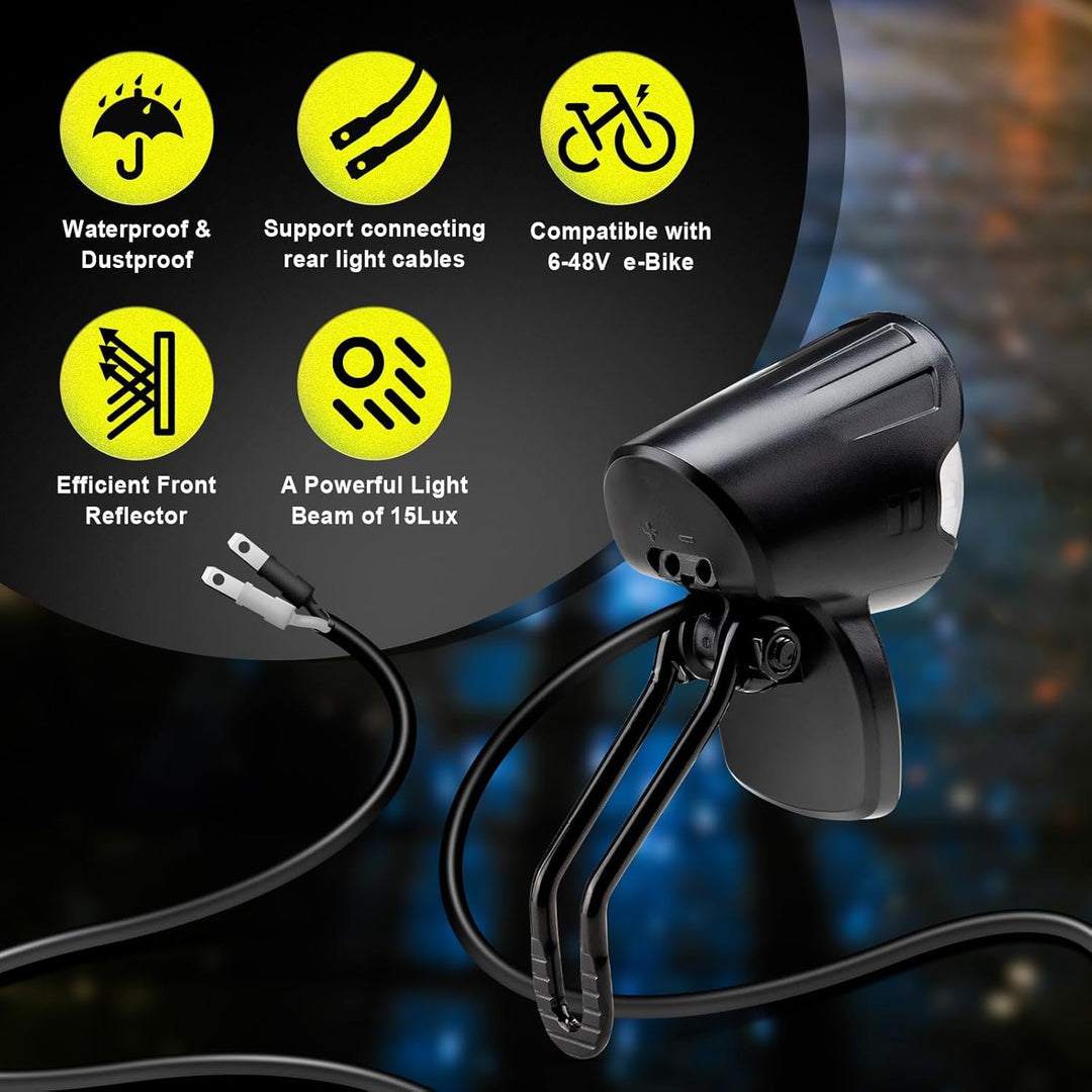 E-Bike Dynamo LED Fahrradlicht 30-100 LUX mit StVZO Zulassung - Fahrradlampe Frontlicht & Scheinwerf