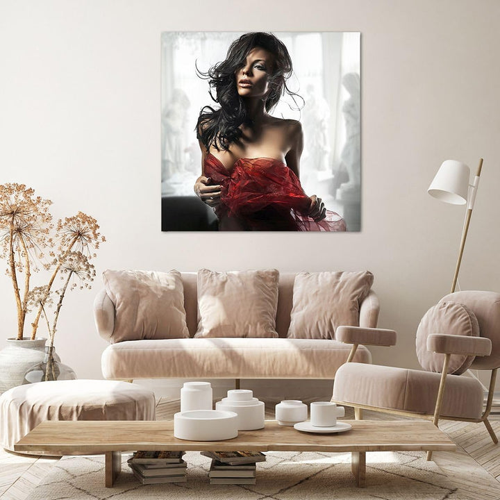 Bilder auf Leinwand 70x70cm Leinwandbild Schönheit Körper Kleid Eleganz Gross Wanddeko Bild Schlafzi