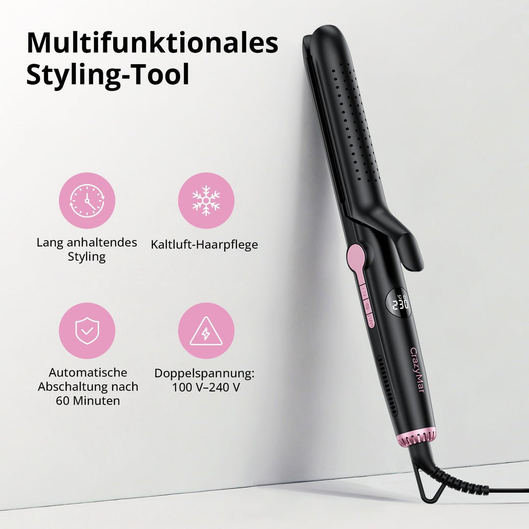 Haarglätter, 2 In 1 Glätteisen Locken und Glätten, Ionen Air Glätteisen, 9 Temperaturstufen (110°C-2