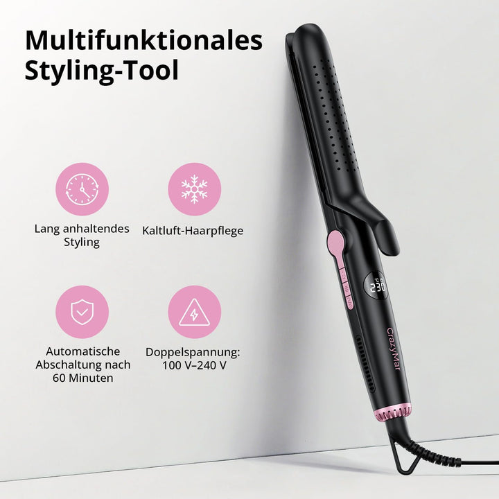 Haarglätter, 2 In 1 Glätteisen Locken und Glätten, Ionen Air Glätteisen, 9 Temperaturstufen (110°C-2