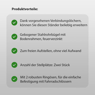 2x Fahrradanlehnbügel mit Bodenrahmen beliebig erweiterbar Reihenparker Fahrradständer Anlehnbügel A