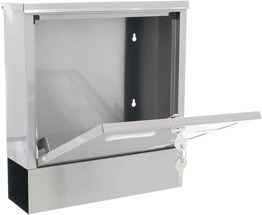 Rottner Briefkasten Lago INOX, Zylinderschloss mit 2 Schlüssel, Edelstahl, BxH 305x330 mm, Befestigu