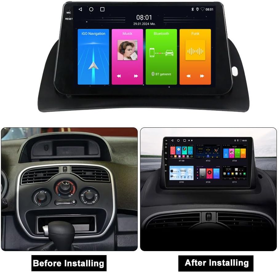 Android Autoradio mit GPS-Navigation, Phone Mirrorlink, FM-RDS-Radio, Carplay ,Stereo Audio Auto Rad