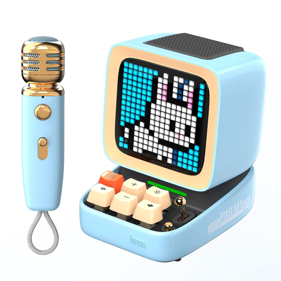 Divoom Ditoo-Mic Pixel Art LED tragbarer Bluetooth-Lautsprecher mit drahtlosem Karaoke-Mikrofon, App