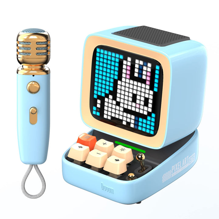 Divoom Ditoo-Mic Pixel Art LED tragbarer Bluetooth-Lautsprecher mit drahtlosem Karaoke-Mikrofon, App