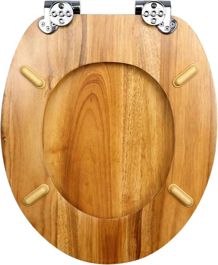 WC-Sitz mit Absenkautomatik Holz, Massivholz Toilettendeckel, Toilettensitz Einfache Montage und Ein