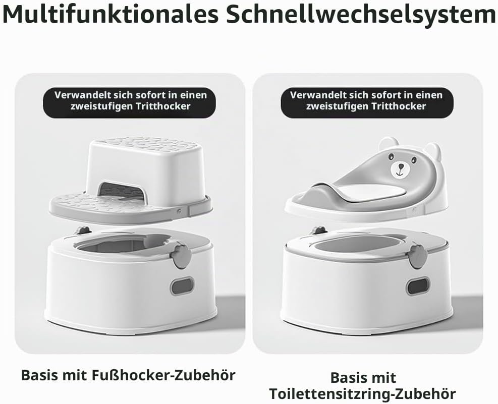 Töpfchentraining-Toilettensitz für Kleinkinder, multifunktionales tragbares Töpfchen mit Spritzschut