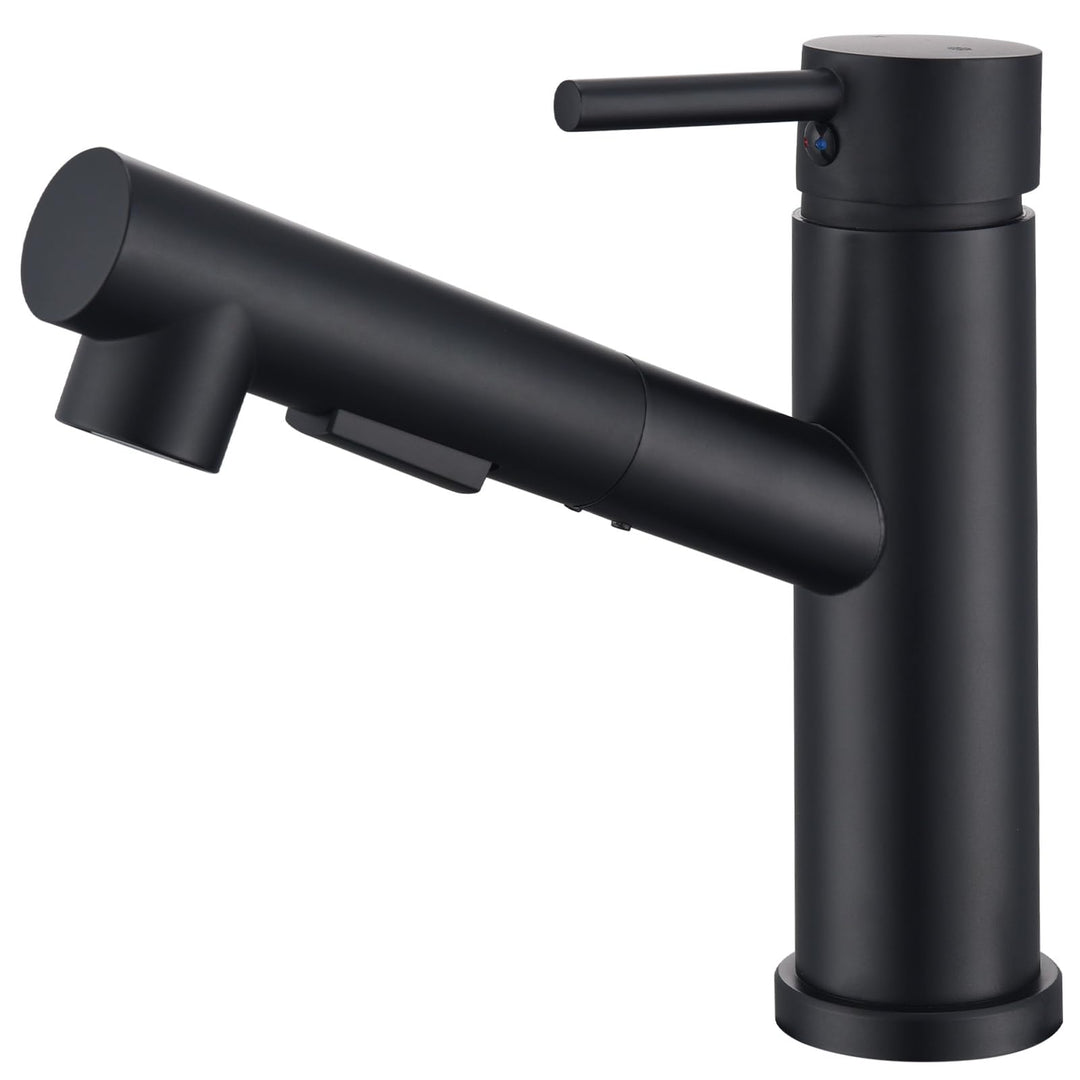 HOMELODY Wasserhahn Küche/Bad Schwarz Ausziehbar, Küchenarmatur mit Brause Zwei Wasserstrahlarten, A