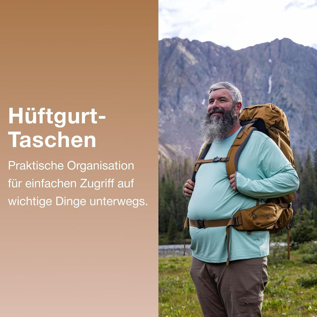 Osprey Rook Herren Rucksack EF - Fassungsvermögen 65L Dark Charcoal/Silver Lining, EF - Fassungsverm