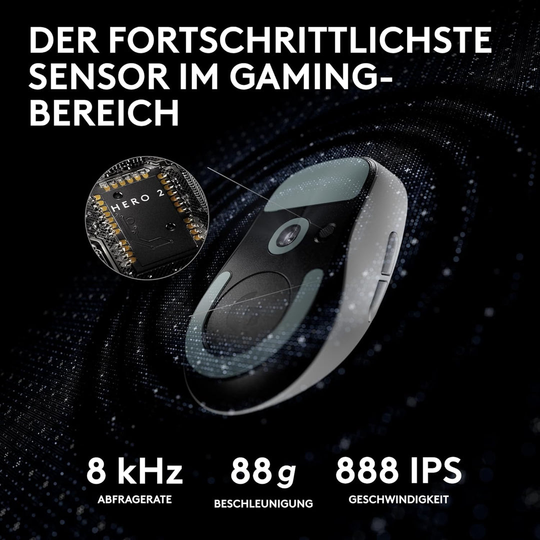 Logitech G PRO X Superlight 2 Lightspeed Kabellose Gaming-Maus, Lightweight, LIGHTFORCE Hybrid-Schal