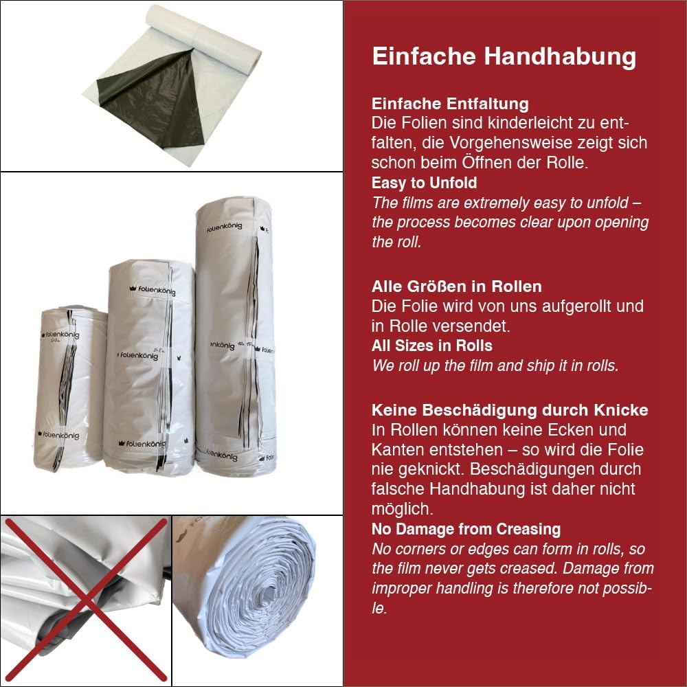 Folienkönig® Silofolie 8x10m in Rolle - GRÖssE WÄHLBAR! Poolplane rechteckig, Abdeckplane, Abdeckfol