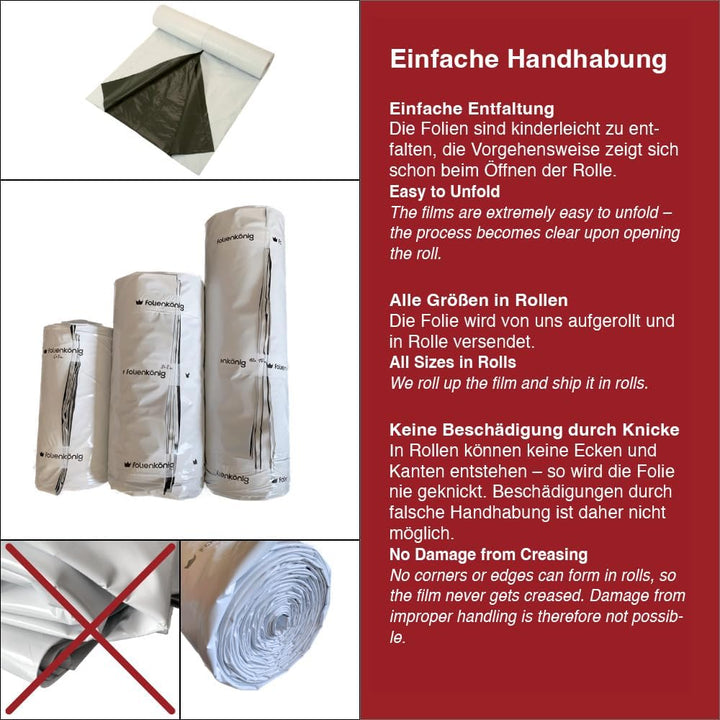 Folienkönig® Silofolie 8x10m in Rolle - GRÖssE WÄHLBAR! Poolplane rechteckig, Abdeckplane, Abdeckfol