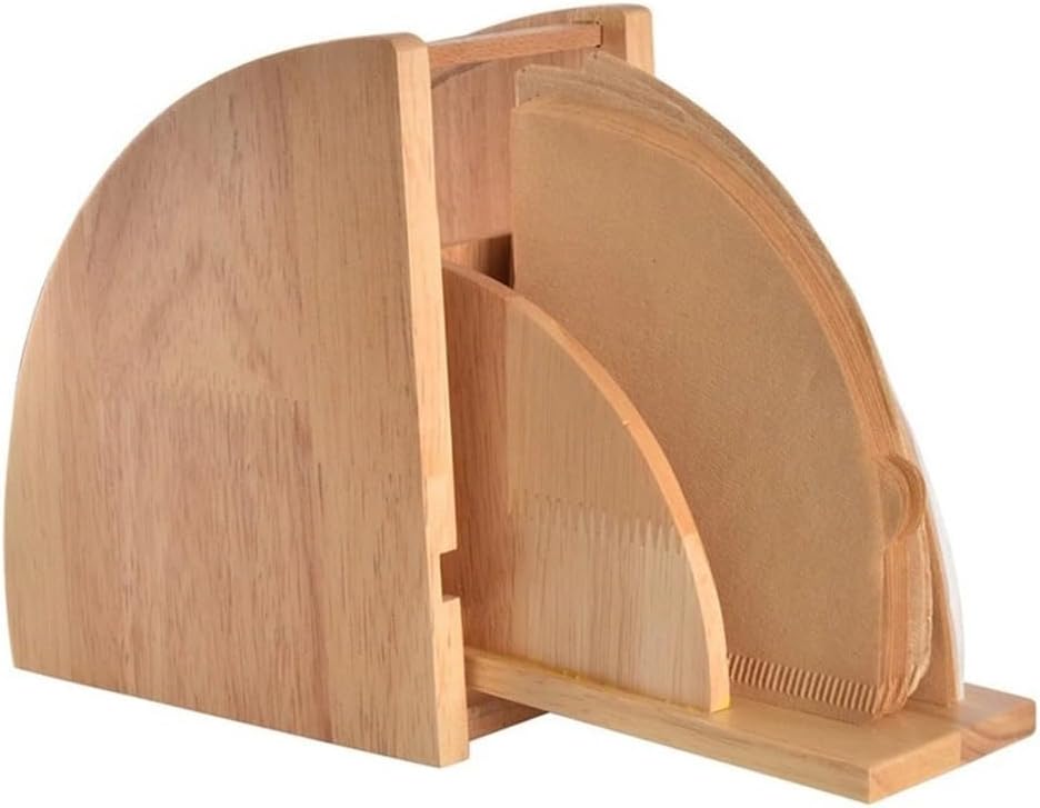 Kaffeefilter-Papierhalter, Holz-Kaffeepapier-Aufbewahrungsbox, fächerförmiger Handtropf-Kaffeefilter