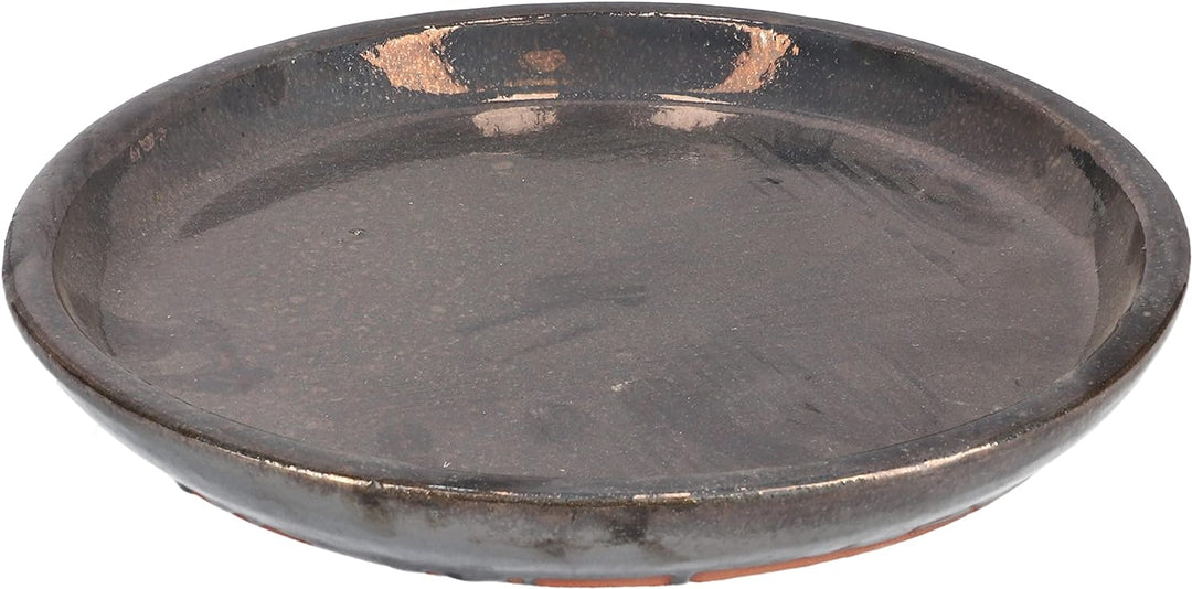 KOTARBAU® Garten Blumentopf ⌀ 31cm Keramik glasiert Graphit mit Tropfschale, Graphit