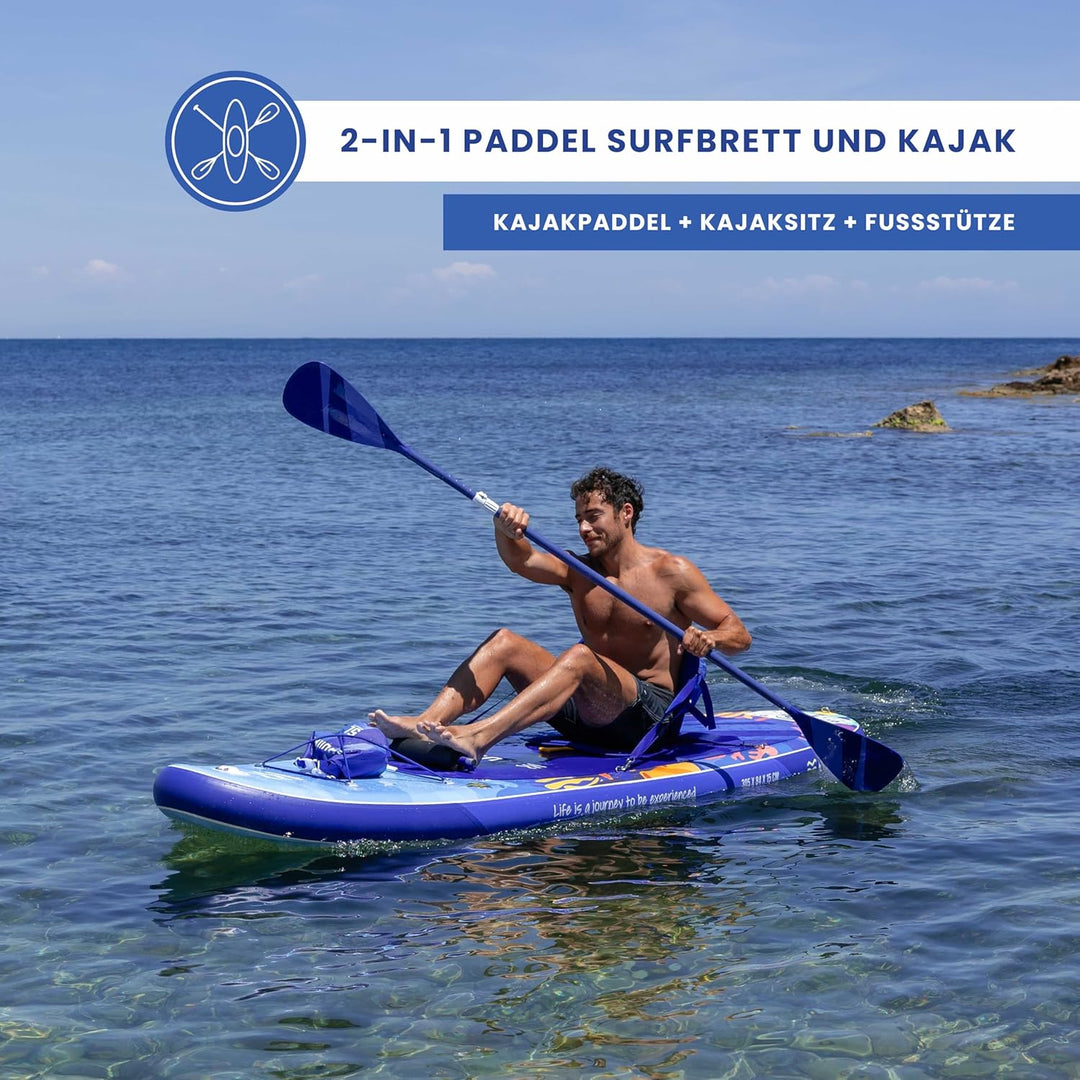 HUIIKE Stand Up Paddling Board mit Zubehör, Paddel, Finnen, Leash, Pumpe, Rucksack. SUP-Board Aufbla
