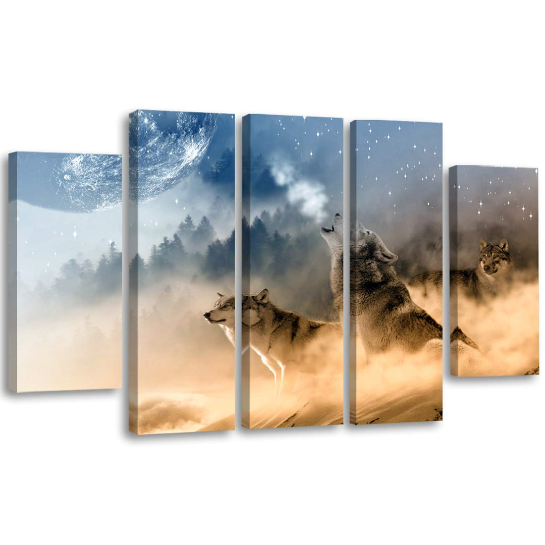 Feeby. Leinwandbild - 5 Teile - Bilder Wand Bild Wandbilder Kunstdruck XXL, 5-Teilig, Typ B, 100x70