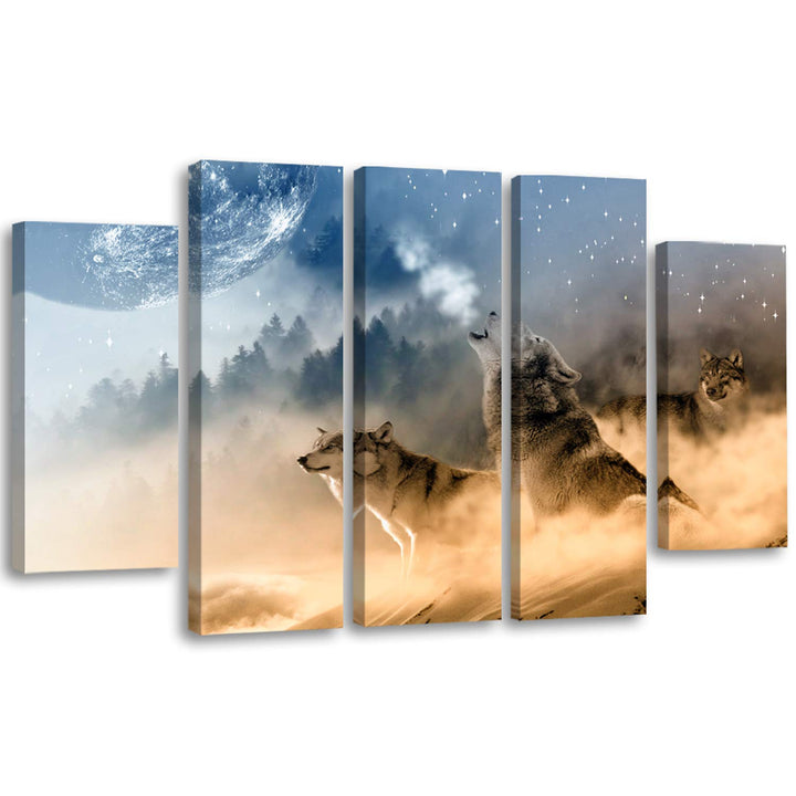 Feeby. Leinwandbild - 5 Teile - Bilder Wand Bild Wandbilder Kunstdruck XXL, 5-Teilig, Typ B, 100x70