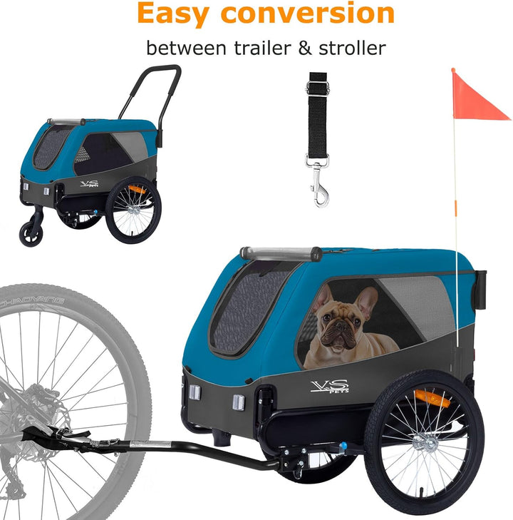 Tiggo VS Pets Medium Hundeanhänger & Buggy 2in1 Fahrradanhänger Hundebuggy Jogger 80204 BLAU, BLAU