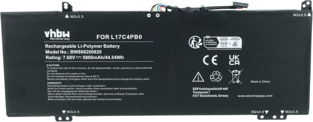 vhbw Akku kompatibel mit Lenovo IdeaPad 530s-14IKB, 530S-15IKB, 530S-15IKB (81EV) Notebook (5800mAh,