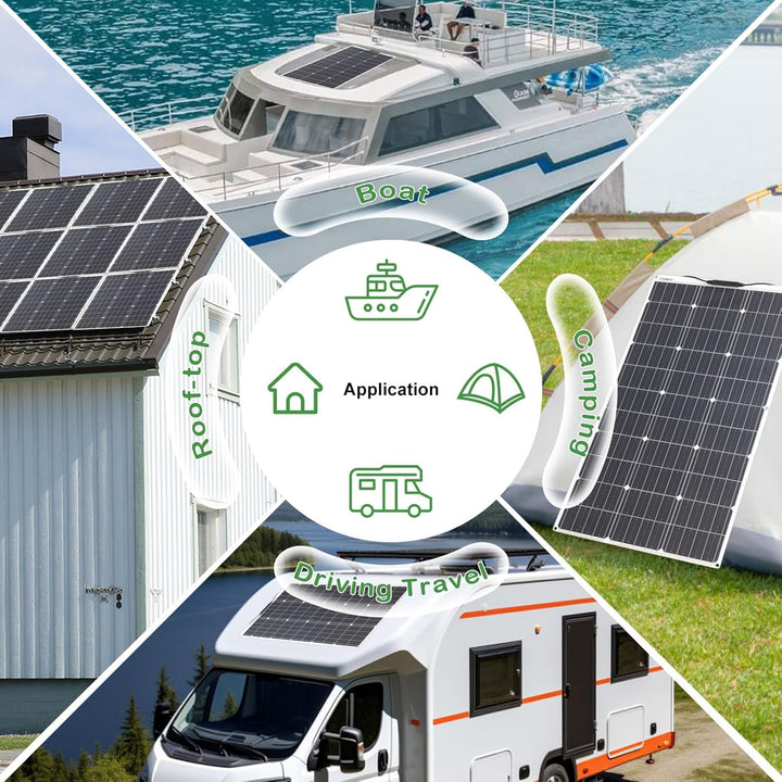 100W Flexibles Solarpanel System Kit Monokristallines Solarpanel Modul 20A 12V/24V Solarladeregler,