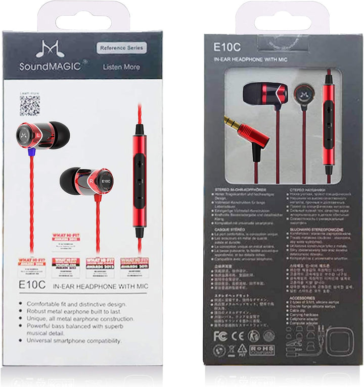 SoundMAGIC E10C Kabelgebundene Kopfhörer mit Mikrofon, HiFi-Stereo-Ohrhörer, geräuschisolierende In-