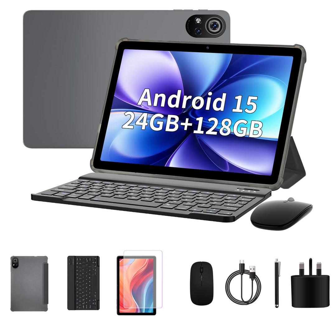 PRITOM 10 Zoll Tablet, 6-in-1 Tablets, 24 GB, 128 GB ROM, Android 15, 1024GB Expand,Qcta core, WiFi