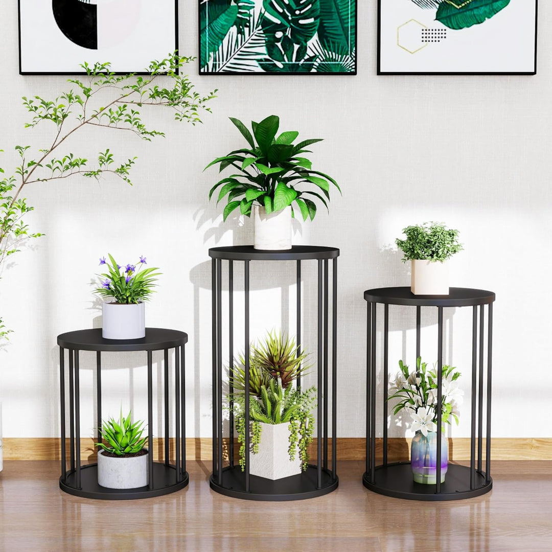 HDANI Rund Pflanzenständer Metall 35cm,Solider und Robuster Blumenständer für Wohnzimmer, Garten,Bal