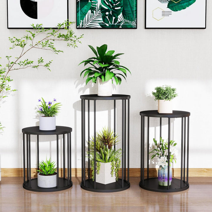 HDANI Rund Pflanzenständer Metall 35cm,Solider und Robuster Blumenständer für Wohnzimmer, Garten,Bal