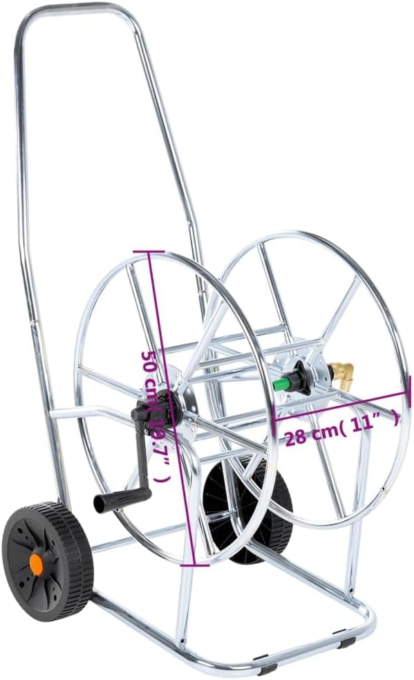 vidaXL Schlauchwagen, Schlauchtrommel mit Griff Rädern, Übersichtlich Schlauchaufroller für 80 m 3/4