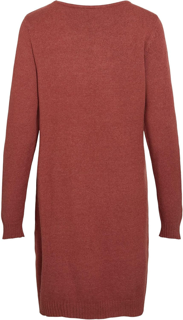 Vila Damen Viril L/S Knit Dress-Noos Kleid XS Burnt Henna/Detail:melange, XS Burnt Henna/Detail:mela