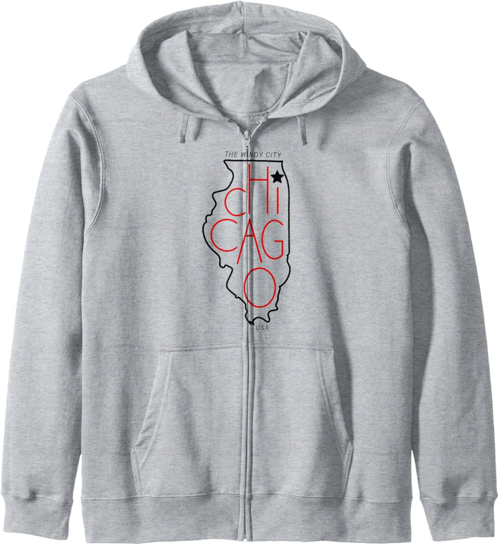 Chicago Illinois The Windy City Outline Kapuzenjacke