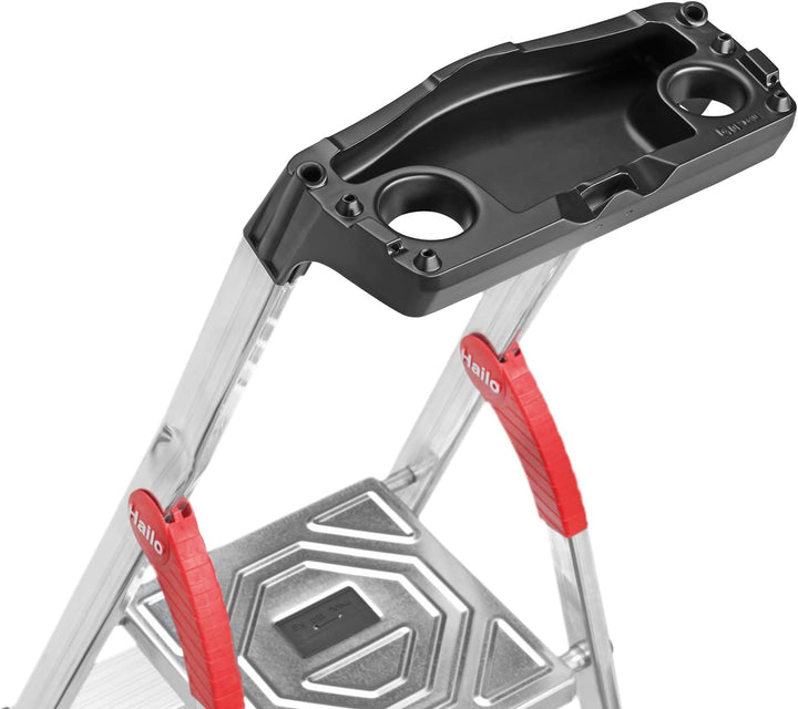 Hailo Stehleiter StandardLine 5 Stufen, belastbar bis 150 kg, mittelgrosse Leiter aus Aluminium mit