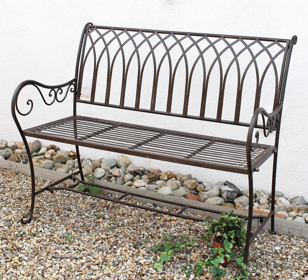DanDiBo Gartenbank Metall Wetterfest Braun 110 cm Parkbank Romina 2-Sitzer Baumbank Sitzbank