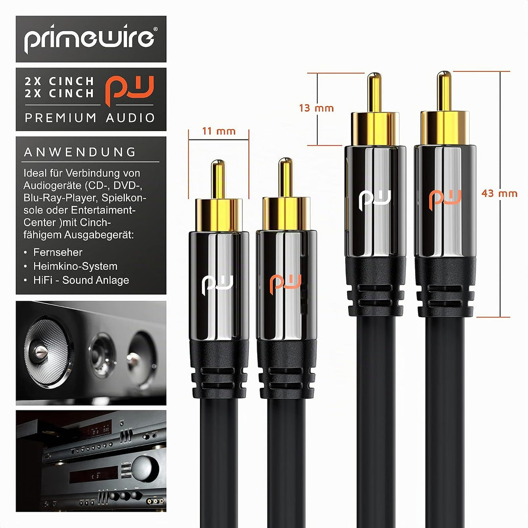 Audiokabel 2 x RCA Cinch auf 2 x RCA Cinch, aus Spanien 2m, 2m