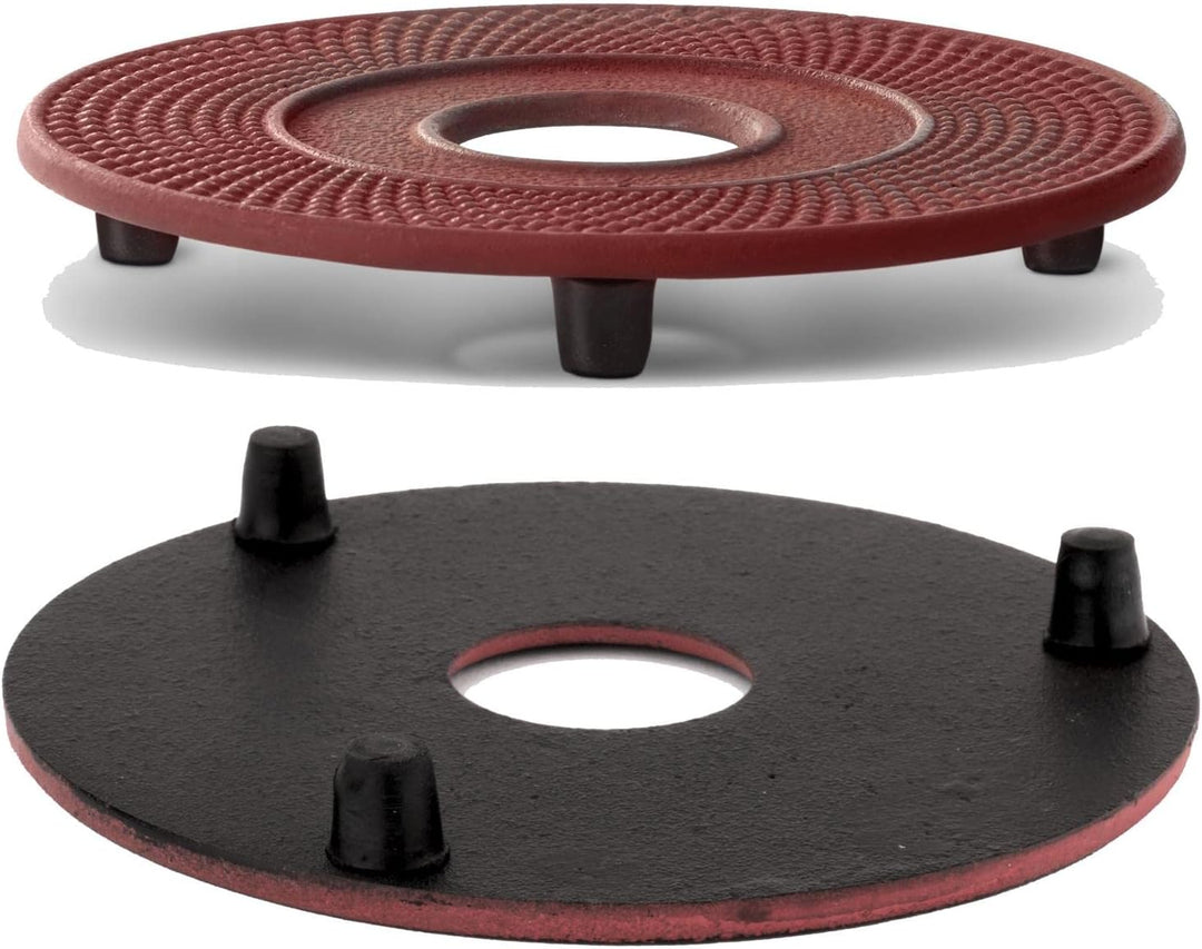 kleine rote Asia Teekanne Gusseisen Set 0.8 Liter Teekessel mit Henkel & Edelstahl Tee-Filter-Sieb-E