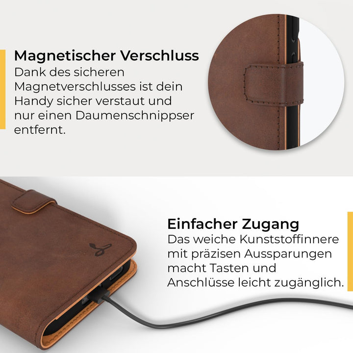 Snakehive Galaxy S22 Plus 5G Hülle Leder | Stylische Handyhülle mit Kartenhalter & Standfuss | Handy