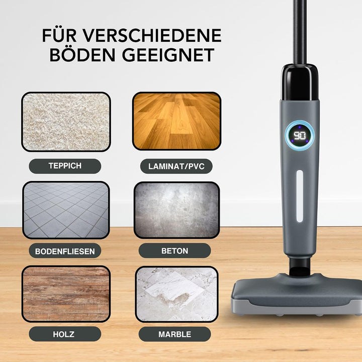 Achaté Dampfreiniger - Steam cleaner fur fliesen, teppich und laminat - Steam mop fur hygienische Bo